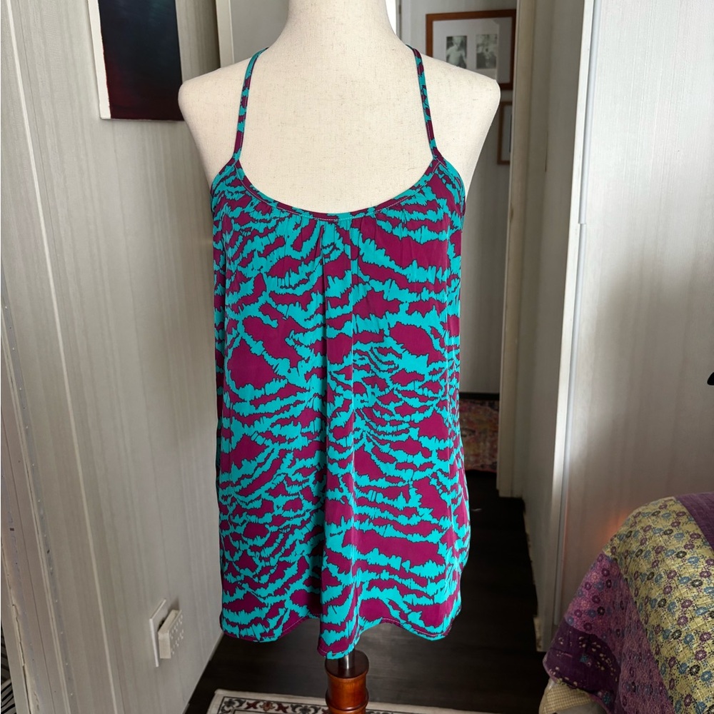 Forever 21 Teal and Purple Patterned Tank Top